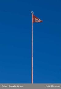 Flagg ved sikh-tempelet på Alnabru Alnabruveien 3 