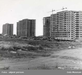 Høyblokk bygging kran Tveita 1968